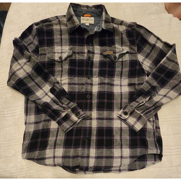 Field & Stream Mens L Blue Plaid Lightweight Flannel Button Up Shirt Western‎ - Picture 1 of 7